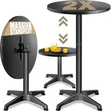 Casaria® Stehtisch 2er-Set Ø60cm höhenverstellbar 70/115cm klappbar Alu Schwarz Casaria® Stehtisch 2er-Set Ø60cm höhenverstellbar 70/115cm klappbar Alu Schwarz