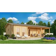 Blockhaus mit zwei Schlafzimmern “Holiday K” 10x6m | Zweizimmer-Holzgartenlodge 60m² | Maßgeschneiderter Bau | Große Fenster Blockhaus mit zwei Schlafzimmern “Holiday K” 10x6m | Zweizimmer-Holzgartenlodge 60m² | Maßgeschneiderter Bau | Große Fenster