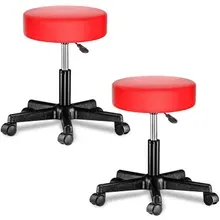 Rollhocker Kunstleder 2er-Set Rot 360° drehbar Rollhocker Kunstleder 2er-Set Rot 360° drehbar