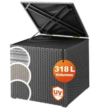 Casaria® Gartenbox Polyrattan 318L Schwarz mit Innenverkleidung wetterfest Casaria® Gartenbox Polyrattan 318L Schwarz mit Innenverkleidung wetterfest