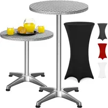 Stehtisch Silber 115x60cm + Stehtischhusse Schwarz Ø60cm Stehtisch Silber 115x60cm + Stehtischhusse Schwarz Ø60cm