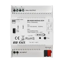 SR-KN9100-DA2 KNX DALI Gateway 2-Kanal, 2x 64 Adressen, integriertes Bus-Netzteil, HCL-fähig SR-KN9100-DA2 KNX DALI Gateway 2-Kanal, 2x 64 Adressen, integriertes Bus-Netzteil, HCL-fähig