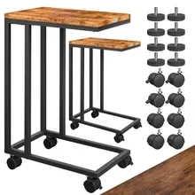 Casaria® Beistelltisch Schwarz 2er-Set unterfahrbar 50x35x65/70cm mobil Rollen mit Bremse Casaria® Beistelltisch Schwarz 2er-Set unterfahrbar 50x35x65/70cm mobil Rollen mit Bremse