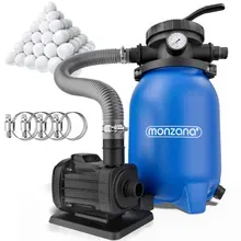monzana® Sandfilteranlage MZPF180 5000L/h bis 15000L Pool mit Filterbällen 7 Wege Ventil monzana® Sandfilteranlage MZPF180 5000L/h bis 15000L Pool mit Filterbällen 7 Wege Ventil