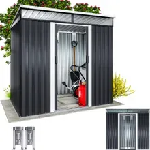 Geräteschuppen Anthrazit 200x125x180cm Schiebetür 2 Fenster 4 Haken Geräteschuppen Anthrazit 200x125x180cm Schiebetür 2 Fenster 4 Haken