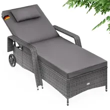 Polyrattan Gartenliege Grau/Anthrazit 193x90x43cm Polyrattan Gartenliege Grau/Anthrazit 193x90x43cm