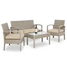 Casaria® Polyrattan Garten-Sitzgruppe 4-tlg Creme Casaria® Polyrattan Garten-Sitzgruppe 4-tlg Creme