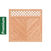 Premium Douglasie Sichtschutzzaun Holz, 178,5 cm (B) x 178,5 cm (H), Fischgrätmuster mit Mittelsträbe und Gitter in Rautenform - natur Premium Douglasie Sichtschutzzaun Holz, 178,5 cm (B) x 178,5 cm (H), Fischgrätmuster mit Mittelsträbe und Gitter in Rautenform - natur