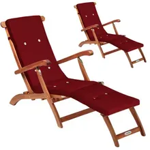 Gartenliege Queen Mary® 2er-Set Akazie FSC®-zertifiziert inkl Auflage Rot Gartenliege Queen Mary® 2er-Set Akazie FSC®-zertifiziert inkl Auflage Rot
