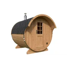 Kleine Fasssauna mit Vordach 2x3m | Kleine Sauna kaufen | Saunafass aus Holz mit Vorraum | Kleine Fasssauna mit Holzofen oder Elektroofen Kleine Fasssauna mit Vordach 2x3m | Kleine Sauna kaufen | Saunafass aus Holz mit Vorraum | Kleine Fasssauna mit Holzofen oder Elektroofen