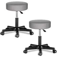 Rollhocker Kunstleder 2er-Set Grau 360° drehbar Rollhocker Kunstleder 2er-Set Grau 360° drehbar