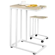 Casaria® Beistelltisch Weiß unterfahrbar 50x35x65/70cm mobil Rollen mit Bremse Casaria® Beistelltisch Weiß unterfahrbar 50x35x65/70cm mobil Rollen mit Bremse