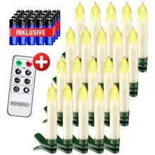 Kabellose Weihnachtsbaumkerzen LED 20er-Set Warmweiß mit Batterien & Fernbedienung Kabellose Weihnachtsbaumkerzen LED 20er-Set Warmweiß mit Batterien & Fernbedienung