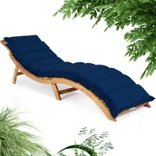 Casaria® Faltbare Gartenliege Akazie FSC®-zertifiziert inkl Auflage Blau Casaria® Faltbare Gartenliege Akazie FSC®-zertifiziert inkl Auflage Blau