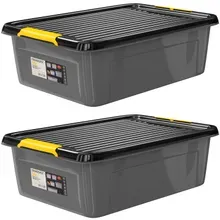 Aufbewahrungsbox 2er-Set Grau/Anthrazit 58x39x16cm stapelbar Aufbewahrungsbox 2er-Set Grau/Anthrazit 58x39x16cm stapelbar