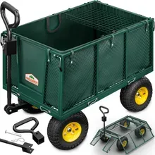 Gardebruk® Transportwagen 550 kg Grün 110x75x52cm mit 4 Luftreifen & Plane Gardebruk® Transportwagen 550 kg Grün 110x75x52cm mit 4 Luftreifen & Plane
