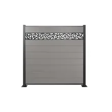 WPC Zaun, grau, Komplettset mit Designelement, 20 mm (Stärke) x 1800 mm (Breite) x 1850 mm (Höhe), Sichtschutz / Steckzaun / Modulares Zaunsystem inkl. Start- und Abschlussprofil (Serie WoodoNorderney+ ohne Pfosten) WPC Zaun, grau, Komplettset mit Designelement, 20 mm (Stärke) x 1800 mm (Breite) x 1850 mm (Höhe), Sichtschutz / Steckzaun / Modulares Zaunsystem inkl. Start- und Abschlussprofil (Serie WoodoNorderney+ ohne Pfosten)
