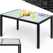 Casaria® Polyrattan Gartentisch Schwarz 150x90x75cm Glas Casaria® Polyrattan Gartentisch Schwarz 150x90x75cm Glas