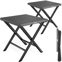 Polyrattan Klapphocker Anthrazit 2er-Set 3in1 120kg Belastbarkeit 43x40x44cm klappbar leicht tragbar außen wetterfest Polyrattan Klapphocker Anthrazit 2er-Set 3in1 120kg Belastbarkeit 43x40x44cm klappbar leicht tragbar außen wetterfest
