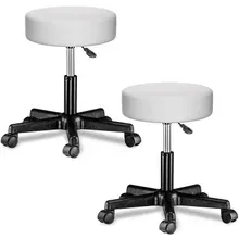 Casaria® Rollhocker Kunstleder 2er-Set Weiß 360° drehbar Casaria® Rollhocker Kunstleder 2er-Set Weiß 360° drehbar