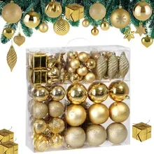 Weihnachtskugeln 103-teilig Gold bruchsicher glänzend matt glitzer Weihnachtskugeln 103-teilig Gold bruchsicher glänzend matt glitzer