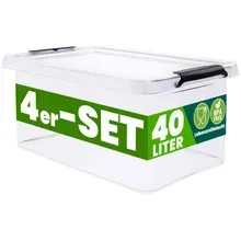 Aufbewahrungsbox 4er-Set 58x39x26cm 40L transparent stapelbar BPA-frei Aufbewahrungsbox 4er-Set 58x39x26cm 40L transparent stapelbar BPA-frei