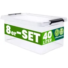 Aufbewahrungsbox 8er-Set 58x39x26cm 40L transparent stapelbar BPA-frei Aufbewahrungsbox 8er-Set 58x39x26cm 40L transparent stapelbar BPA-frei
