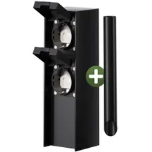 Gartensteckdose Schwarz 2er-Stecker 23x7x7cm Gartensteckdose Schwarz 2er-Stecker 23x7x7cm
