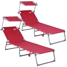 Casaria® Gartenliege Hawaii 2er-Set Rot 190x60x30cm Casaria® Gartenliege Hawaii 2er-Set Rot 190x60x30cm