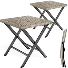 Polyrattan Klapphocker Creme 2er-Set 3in1 120kg Belastbarkeit 43x40x44cm klappbar leicht tragbar außen wetterfest Polyrattan Klapphocker Creme 2er-Set 3in1 120kg Belastbarkeit 43x40x44cm klappbar leicht tragbar außen wetterfest