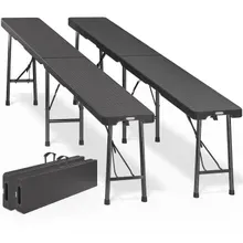 Rattanbänke Malmö 2er-Set Schwarz 180cm Rattanbänke Malmö 2er-Set Schwarz 180cm