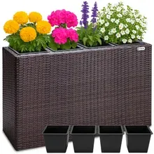 Casaria® Polyrattan Blumentopf Braun 95x27x60cm Casaria® Polyrattan Blumentopf Braun 95x27x60cm