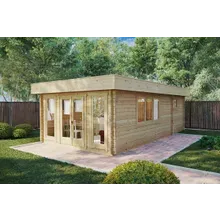 Blockhaus mit Schlafzimmer und Duschraum “Stefan 3” 4x7m | 1 Schlafzimmer Holzhaus 30m² Blockhaus mit Schlafzimmer und Duschraum “Stefan 3” 4x7m | 1 Schlafzimmer Holzhaus 30m²