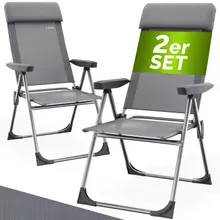 Gartenstuhl 2er-Set Grau Alu klappbar Gartenstuhl 2er-Set Grau Alu klappbar