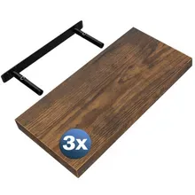 Wandregal Schweberegal 50cm 3er-Set Dunkle Eiche + Halterung Wandregal Schweberegal 50cm 3er-Set Dunkle Eiche + Halterung