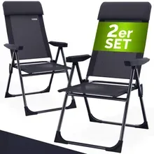 Gartenstuhl klappbar 2er-Set Anthrazit Alu Hochlehner verstellbar Gartenstuhl klappbar 2er-Set Anthrazit Alu Hochlehner verstellbar