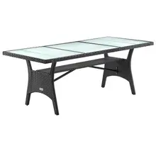 Polyrattan Gartentisch Takeo Schwarz 190x90x74cm Glas Polyrattan Gartentisch Takeo Schwarz 190x90x74cm Glas
