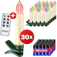 monzana® Kabellose Weihnachtsbaumkerzen LED 30er-Set Bunt mit Batterien & Fernbedienung monzana® Kabellose Weihnachtsbaumkerzen LED 30er-Set Bunt mit Batterien & Fernbedienung