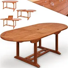 Gartentisch ausziehbar 150‑200cm Eukalyptusholz wetterfest Schirmhalter Gartentisch ausziehbar 150‑200cm Eukalyptusholz wetterfest Schirmhalter
