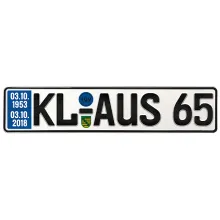 Geschenk zum 65. Geburtstag - Schild mit TÜV Geschenk zum 65. Geburtstag - Schild mit TÜV