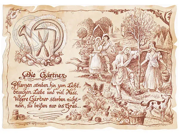 Zunftbild Gärtner auf Antikpapier im A4-Format Zunftbild Gärtner auf Antikpapier im A4-Format