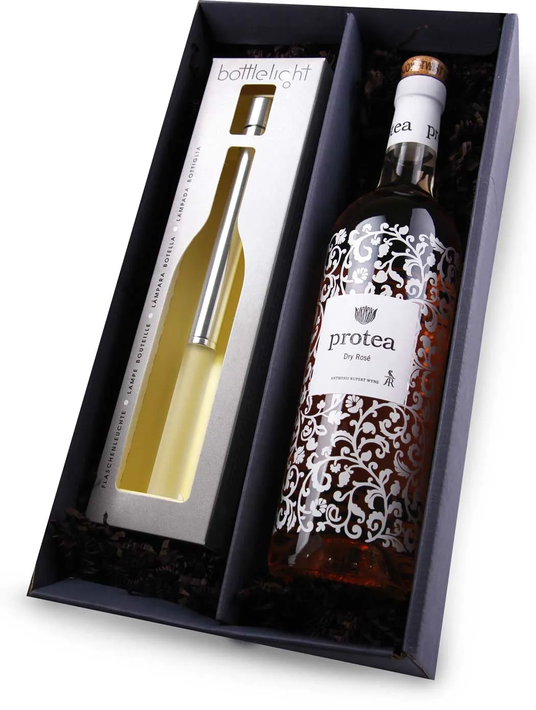 Geschenkset Protea Rosé mit Stableuchte Geschenkset Protea Rosé mit Stableuchte