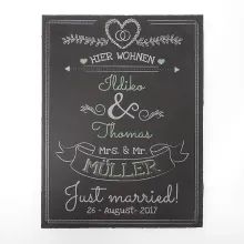 Schild zur Hochzeit aus Schiefer mit Name und Datum  Schild zur Hochzeit aus Schiefer mit Name und Datum