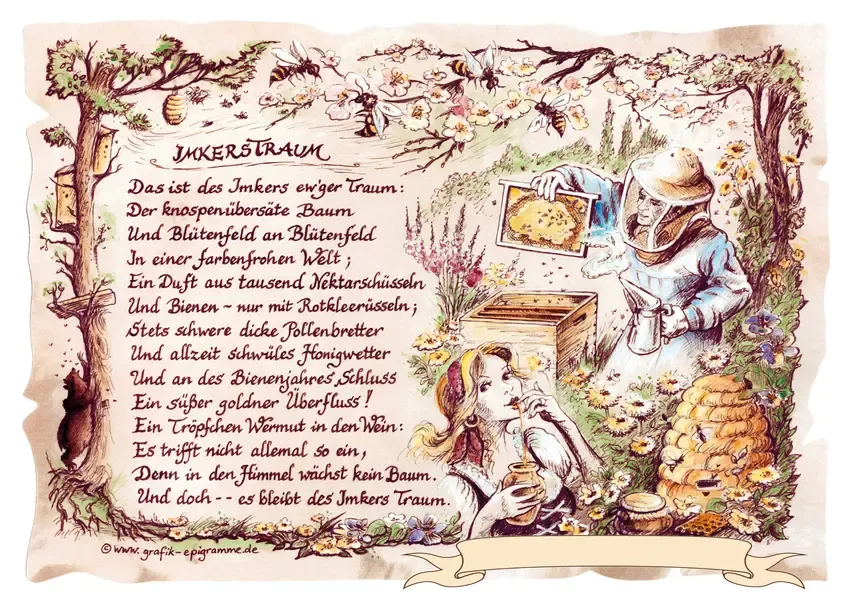 Zunftbild Imkerstraum auf Antikpapier im A4-Format Zunftbild Imkerstraum auf Antikpapier im A4-Format