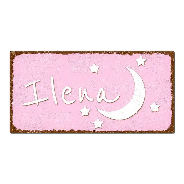 Dekoschild im Vintage Look mit Wunschtext 200 x 100mm pastellrosa/braun Dekoschild im Vintage Look mit Wunschtext 200 x 100mm pastellrosa/braun