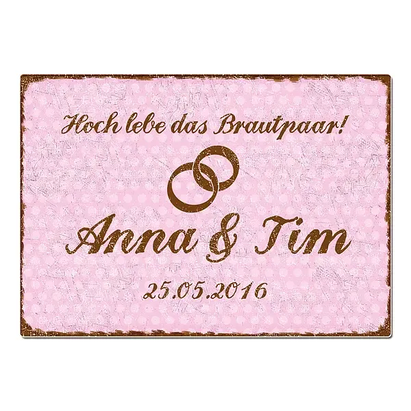 Hochzeitsgeschenk Schild "Hoch lebe das Brautpaar" - Format A3 rosa Hochzeitsgeschenk Schild "Hoch lebe das Brautpaar" - Format A3 rosa
