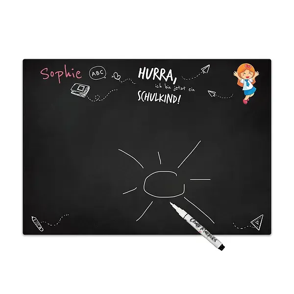 Geschenk zur Einschulung - Kreidetafel für Mädchen - Format A3 - für Mädchen Geschenk zur Einschulung - Kreidetafel für Mädchen - Format A3 - für Mädchen