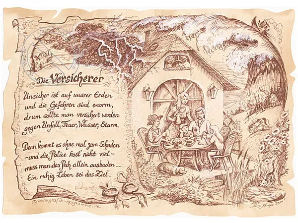 Zunftbild Versicherer auf Antikpapier im A4-Format Zunftbild Versicherer auf Antikpapier im A4-Format