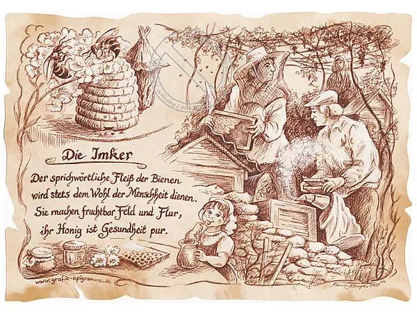 Zunftbild Imker auf Antikpapier im A4-Format Zunftbild Imker auf Antikpapier im A4-Format