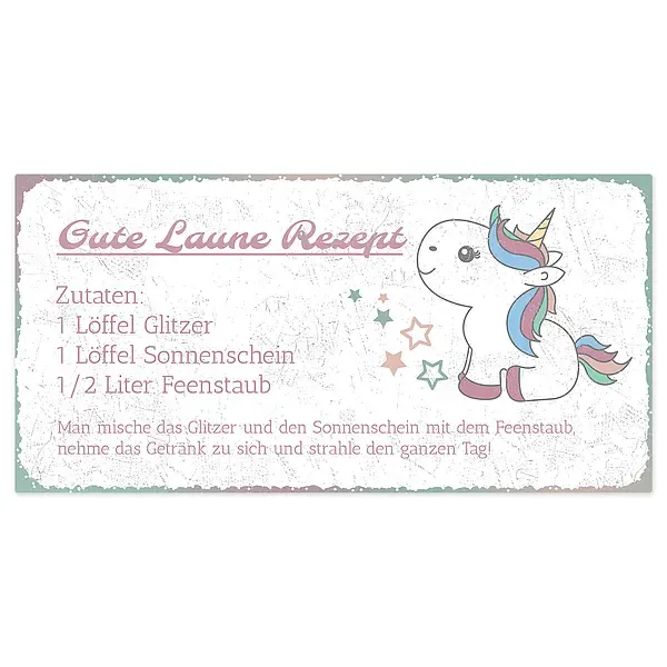 Schild mit Gute Laune Rezept 300 x 150mm Schild mit Gute Laune Rezept 300 x 150mm